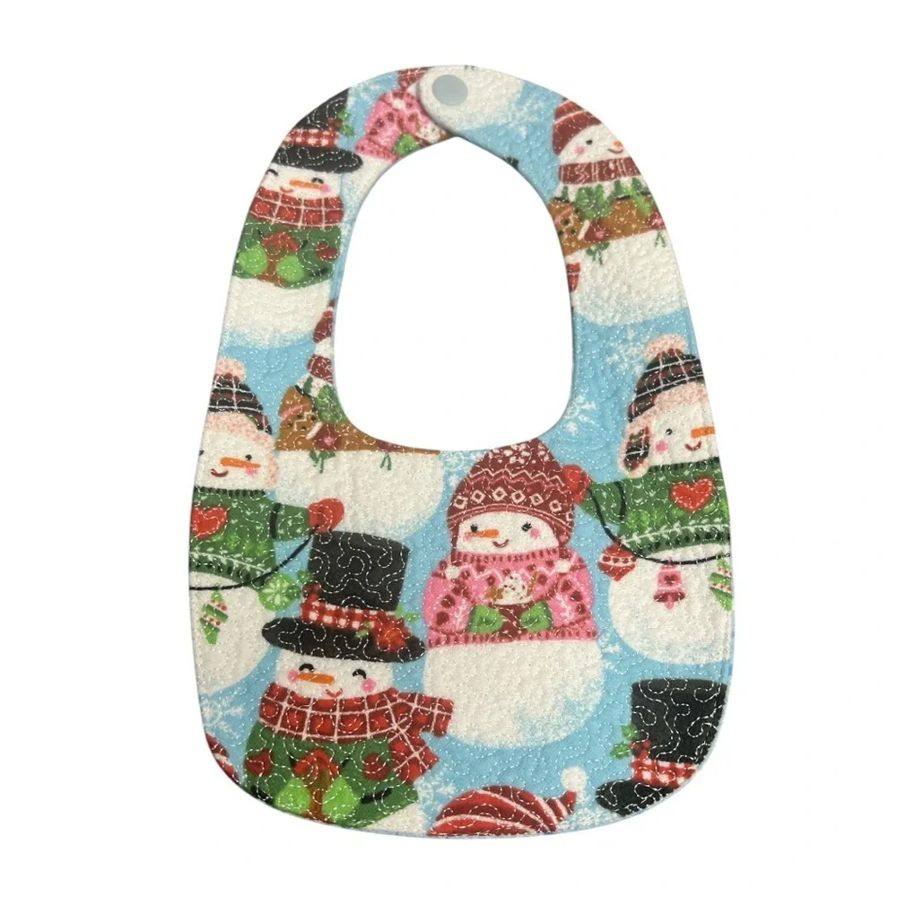 Hand Crafted Baby Bib with snap closure cotton snuggle flannel reversible